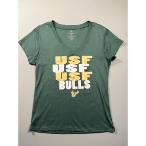 Colosseum USF Bulls University of South Florida V-Neck Graphic Tee Green Medium